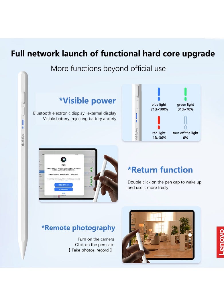 Lenovo Thinkplus BP17 Universal Capacitive Pen Supports Bluetooth Connection, Battery Indicator Function, Supports Magnetic Suction Function, Universal For IOS And Android Touch Screens WHITE - Image 3