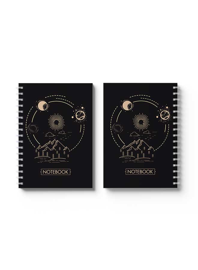 LOWHA Spiral Notebook Hand Draw Nature & Space Design With 80 Sheets Multicolour  - Image 3