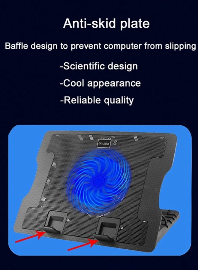 Datazone - Laptop Colling Pad with Dual USB, Silent Fan, 4 angles adjustable Compatible with major laptop sizes form Normal to gaming DZ-CP100 Black - Image 1