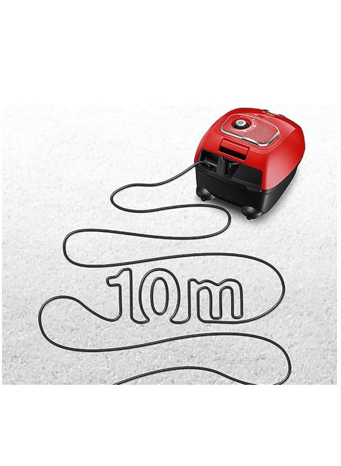 BOSCH - Vacuum Cleaner Series 4 Filtration System Bag Germany 600 W BGBS4PET1 red - Image 1