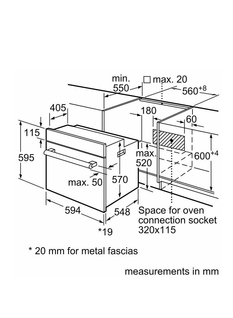 BOSCH Built-In Electric Oven 60Cm Capacity 66 Liter Electric Grill LED Display Control HBF514BH1T Grey - Image 5