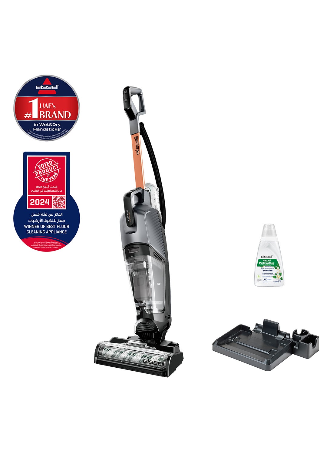 Bissell Crosswave Hydrosteam All-in-One Wet and Dry Vacuum Cleaner: HydroSteam™ Technology, Tangle-Free Design, Multi-Surface Cleaning for Hard Floors 1100 W 3527E Titanium/Black 