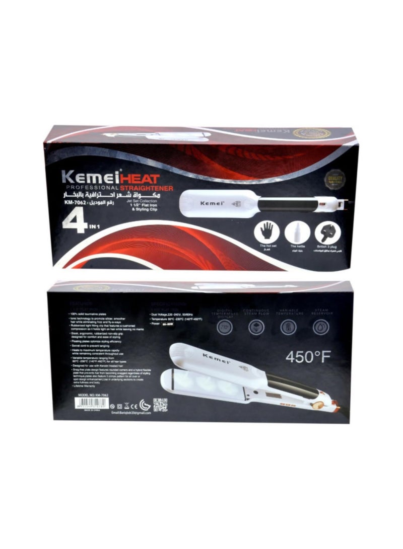 KM-7062 Professional Ceramic Steam Hair Straightener 80W (Saudi Version)