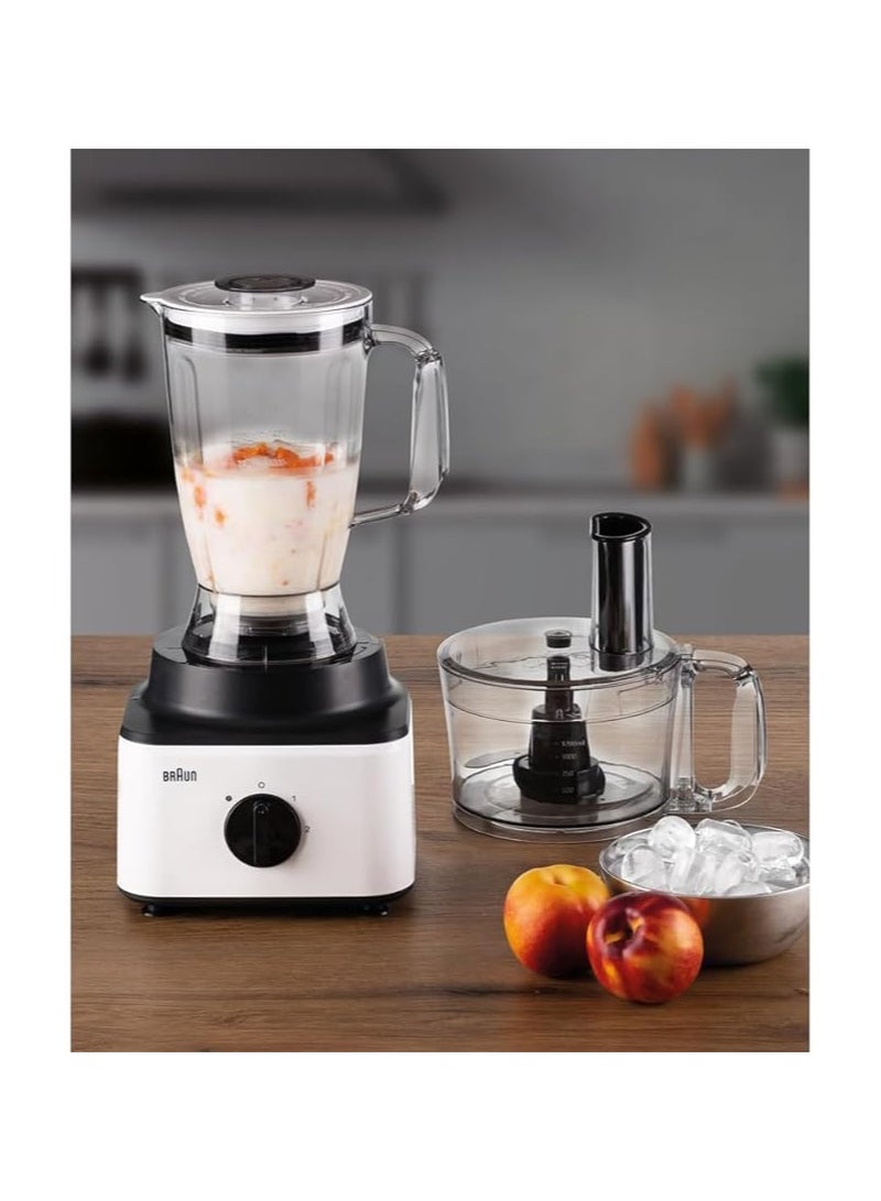 Braun Food Processor 8 in 1 System, 750 Watts, 2.1 L Bowl Capacity, 1.8 L Blender Capacity, 2 Speed Button and Pulse, Chop, Slice, Grate, Whisk & Puree - FP 0132 White 750 W FP 0132 white - Image 3