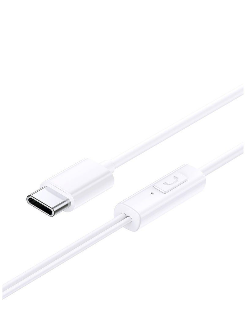 Baseus Type C Earphones, In-Ear Headphones With Microphone USB C Wired Earphones Support iPhone 15/15 Plus/15 Pro/15 Pro Max/iPad Pro/Samsung S23/S23 Ultra, S22/S22 Ultra, Oneplus, Redmi Note 12 Pro White  - Image 2
