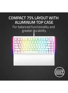 RAZER Razer BlackWidow V4 75% Mechanical Gaming Keyboard, Hot-Swappable Design, Tactile Switches, Chroma RGB, MF Roller & Media Keys, US Layout, Comfortable Wrist Rest, White  - Image 4