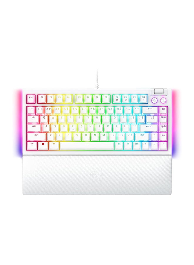 Razer BlackWidow V4 75% Mechanical Gaming Keyboard, Hot-Swappable Design, Tactile Switches, Chroma RGB, MF Roller & Media Keys, US Layout, Comfortable Wrist Rest, White - Image 1