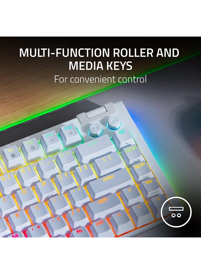 Razer BlackWidow V4 75% Mechanical Gaming Keyboard, Hot-Swappable Design, Tactile Switches, Chroma RGB, MF Roller & Media Keys, US Layout, Comfortable Wrist Rest, White - Image 5