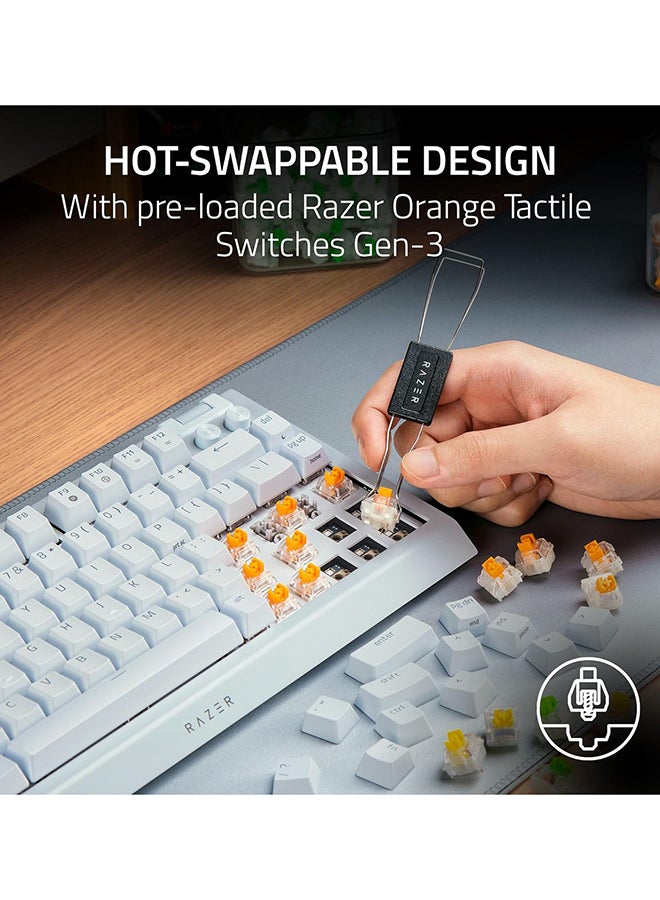 Razer BlackWidow V4 75% Mechanical Gaming Keyboard, Hot-Swappable Design, Tactile Switches, Chroma RGB, MF Roller & Media Keys, US Layout, Comfortable Wrist Rest, White - Image 3