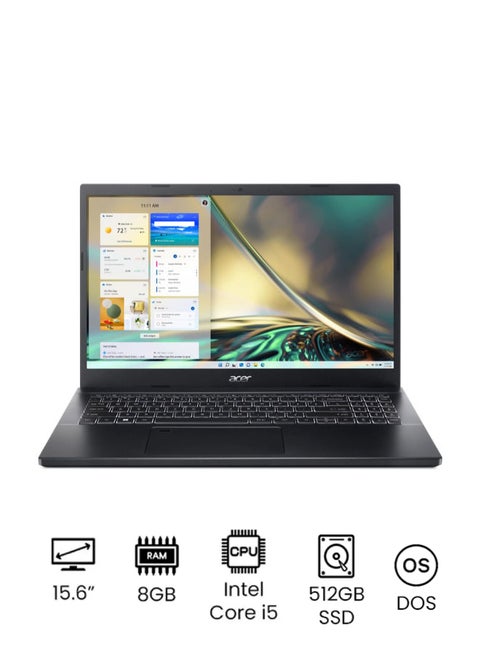لابتوب أسباير 7 A715-76G-59M2 بشاشة عالية الدقة مقاس 15.6 بوصة، ومعالج كور i5-12450H/ وذاكرة وصول عشوائي سعة 8 جيجابايت/ ومحرك أقراص SSD سعة 512 جيجابايت/ نظام تشغيل DOS (بدون نظام التشغيل Windows)/ وبطاقة رسومات نفيديا جي فورس GTX 1650 سعة 4 جيجابايت/ والإنجليزية/العربية أسود فحمي