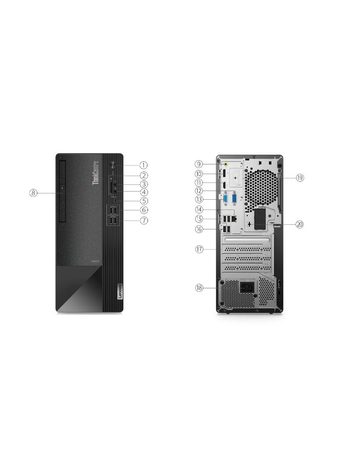 لينوفو - معالج Neo¬†50T¬†G3¬†Core i5‚Äì12400/ذاكرة وصول عشوائي 4G/محرك أقراص صلبة سعة 1 تيرابايت/DOS (بدون Windows)/ شاشة عالية الدقة مقاس 18.5 بوصة مع مدخلات HDMI وVGA أسود - Image 1