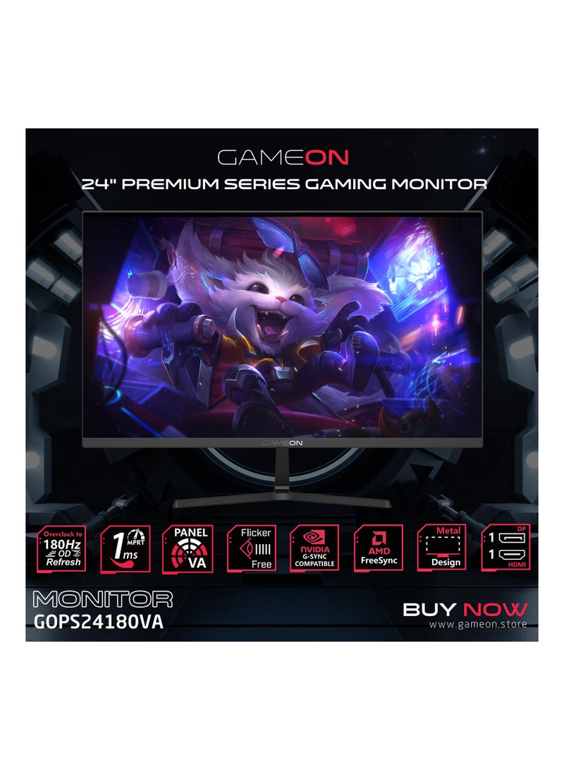 GAMEON 24-Inch FHD, 180Hz, 1 ms , HDMI 2.0 Gaming Monitor (Adaptive Sync and G-Sync Compatible)GOPS24180VA Black - Image 4