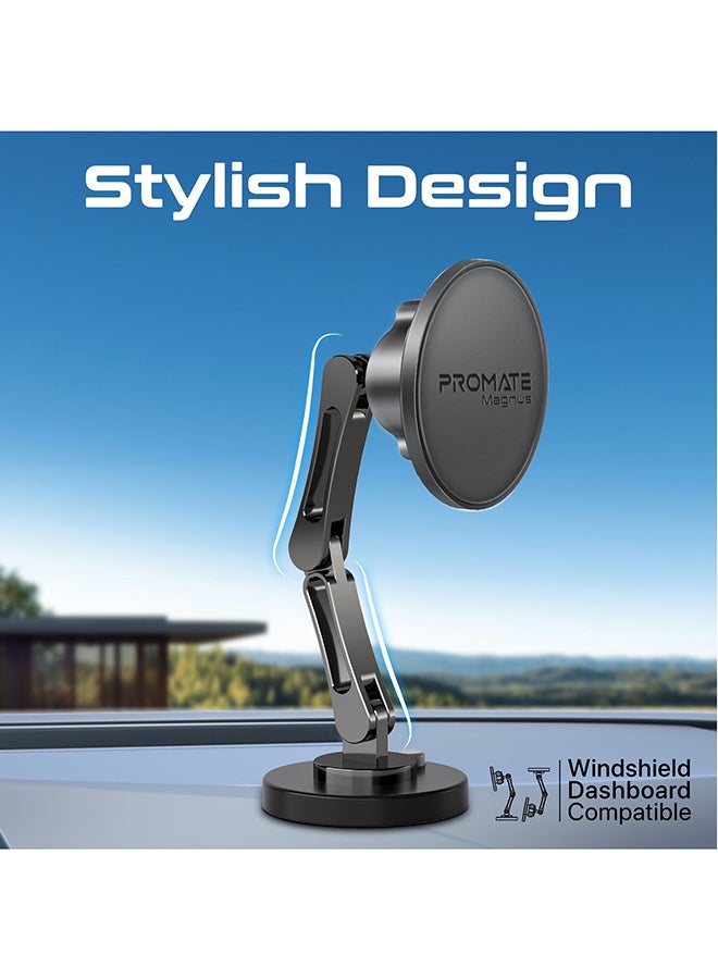 PROMATE - Magnetic Car Mount, Universal Stick-On Dashboard/Windshield Mount Holder, Triaxial Height Adjustment, 360 Degree Rotation Black - Image 1