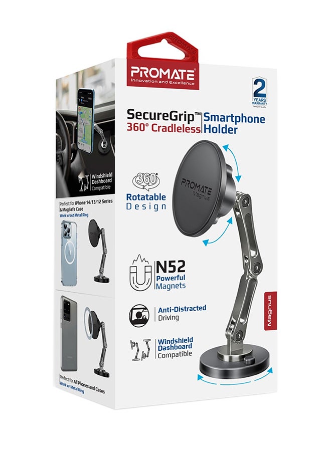 PROMATE - Magnetic Car Mount, Universal Stick-On Dashboard/Windshield Mount Holder, Triaxial Height Adjustment, 360 Degree Rotation Black - Image 1
