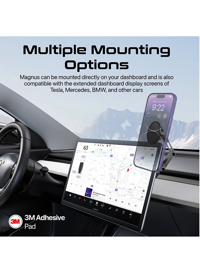 PROMATE - Magnetic Car Mount, Universal Stick-On Dashboard/Windshield Mount Holder, Triaxial Height Adjustment, 360 Degree Rotation Black - Image 1