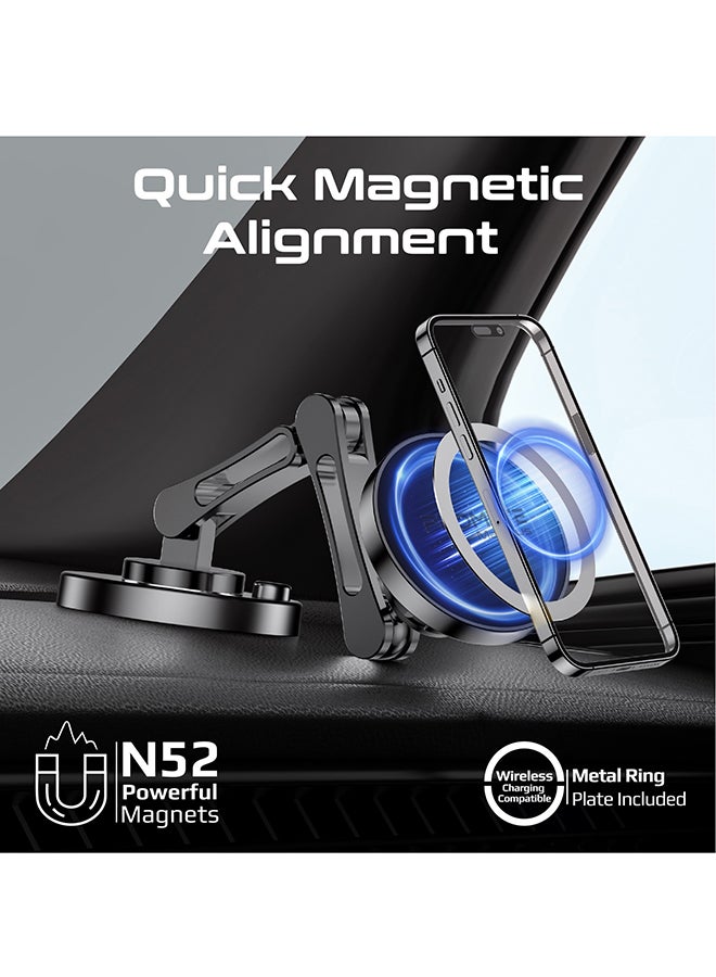 PROMATE - Magnetic Car Mount, Universal Stick-On Dashboard/Windshield Mount Holder, Triaxial Height Adjustment, 360 Degree Rotation Black - Image 1