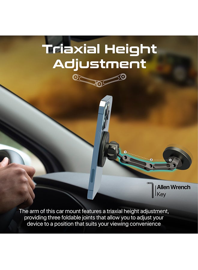 PROMATE - Magnetic Car Mount, Universal Stick-On Dashboard/Windshield Mount Holder, Triaxial Height Adjustment, 360 Degree Rotation Black - Image 1