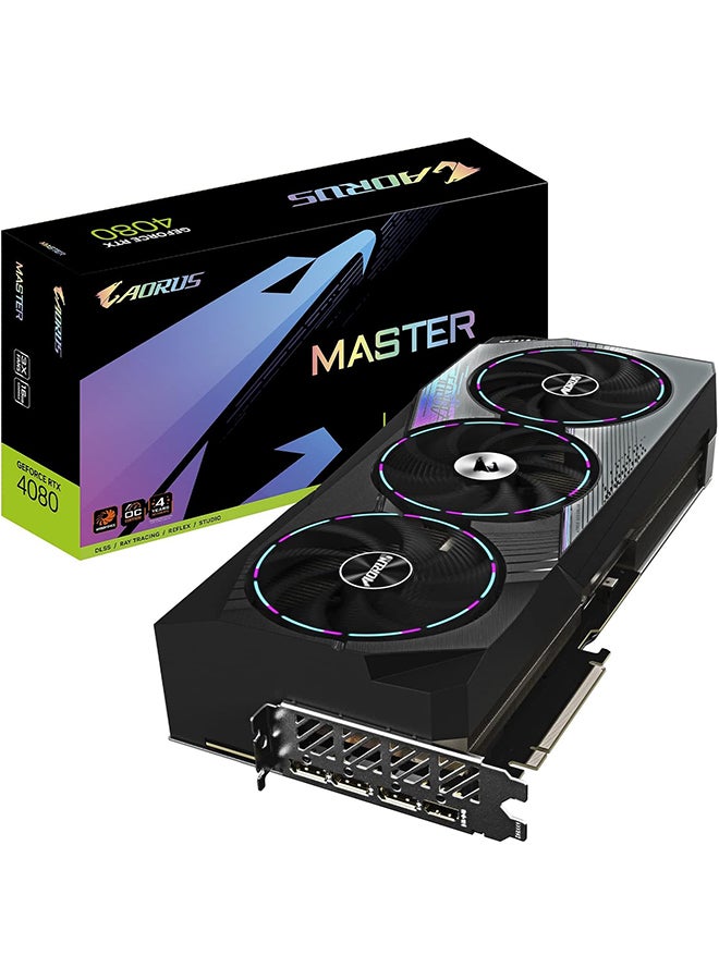 GIGABYTE - Gigabyte AORUS GeForce RTX 4080 Master 16G Graphics Card, 3X WINDFORCE Fans, 16GB 256-bit GDDR6X, GV-N4080AORUS M-16GD Video Card Black - Image 1