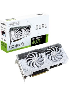 Dual GeForce RTX 4070 White OC Edition 12GB GDDR6X (PCIe 4.0, 12GB GDDR6X, DLSS 3, HDMI 2.1, DisplayPort 1.4a, 2.55-slot design, Axial-tech fan design, 0dB technology, and more) White