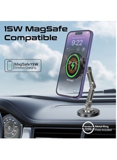 PROMATE Magnetic Wireless Car Charger, Ultra-Fast MagSafe Transparent with 15W Output, Triaxial Height Adjustment, 360 Degree Rotation Black  - Image 3