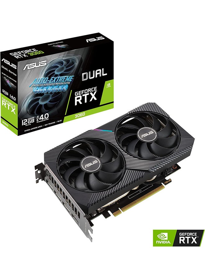 ASUS - Dual NVIDIA GeForce RTX 3060 V2 OC Edition 12GB GDDR6 Gaming Graphics Card (PCIe 4.0, 12GB GDDR6 Memory, HDMI 2.1, DisplayPort 1.4a, 2-Slot Design, Axial-tech Fan Design, 0dB Technology) Black - Image 1