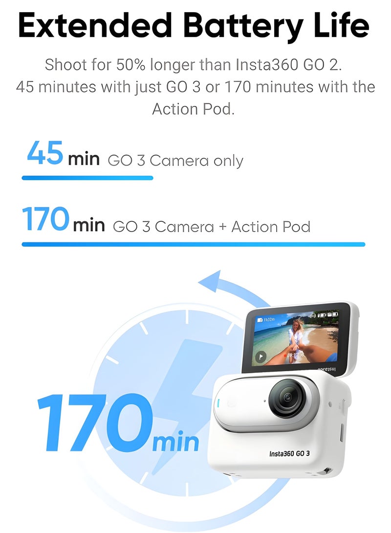 Insta360 - GO 3 (64Gb) – Small And Lightweight Action Camera, Portable And Versatile, Hands-Free POV, Mount Anywhere, Stabilization, Multifunctional Action Pod, Waterproof, For Travel, Sports, Vlog - Image 1