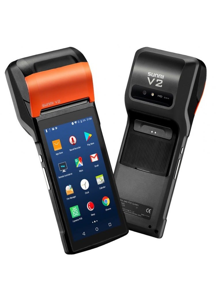 SUNMI V2 Receipt And Label Printer Black With Orange Printer Shell