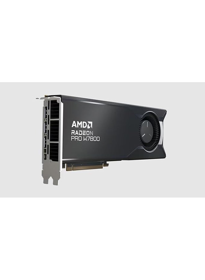 اي ام دي Radeon Pro W7800, Professional Graphics Card, Workstation, AI, 3D Rendering, 32GB GDDR6, DisplaPort 2.1, AV1, 45 TFLOPS, 70 CUS, 260W TDP, 8K Grey 