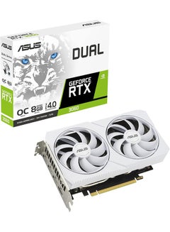 بطاقة رسومات الألعاب NVIDIA GeForce RTX 3060 White OC Edition المزدوجة (PCIe 4.0، ذاكرة GDDR6 سعة 8 جيجابايت، HDMI 2.1، DisplayPort 1.4a، تصميم بفتحتين، تصميم مروحة Axial-tech، تقنية 0dB، والمزيد)