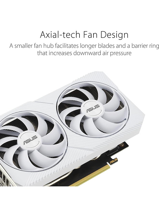 أسوس - بطاقة رسومات الألعاب NVIDIA GeForce RTX 3060 White OC Edition المزدوجة (PCIe 4.0، ذاكرة GDDR6 سعة 8 جيجابايت، HDMI 2.1، DisplayPort 1.4a، تصميم بفتحتين، تصميم مروحة Axial-tech، تقنية 0dB، والمزيد) - Image 1