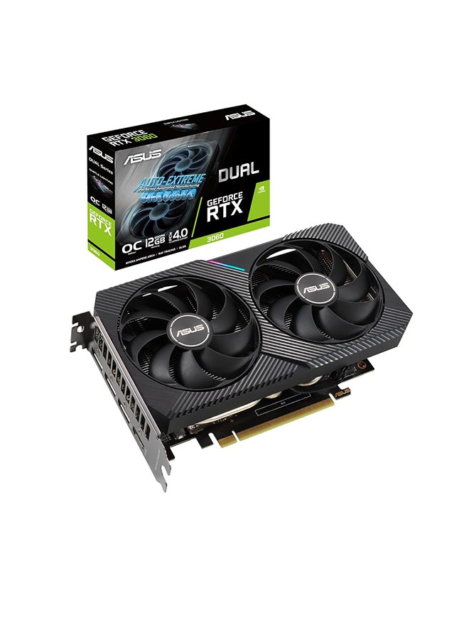 ASUS Dual GeForce RTX 3060 OC - Nvidia GeForce RTX 3060, 12GB GDDR6, 1875MHz, 15Gbps, 192bit, PCIe 4.0 x16, 1x HDMI 2.1, 3x DisplayPort 1.4a, Gaming Graphics Card | 90YV0GB2-M0NA10 Black - Image 1