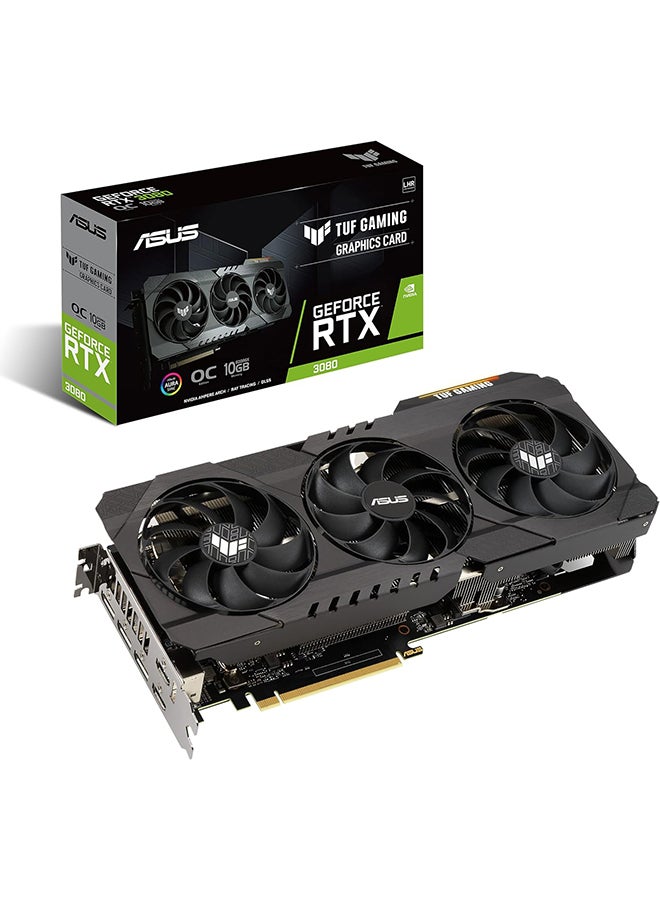 ASUS - TUF Gaming NVIDIA GeForce RTX 3080 V2 OC Edition Graphics Card (PCIe 4.0, 10GB GDDR6X, LHR, HDMI 2.1, DisplayPort 1.4a, Dual ball Fan Bearings, Military-grade Certification, GPU Tweak II) Black - Image 1