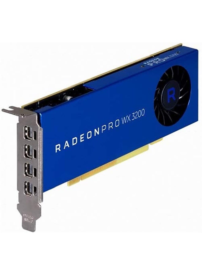 AMD - Radeon Pro WX 3200 Graphics Card, 4GB GDDR5 128-bit Memory, 96 GB/s Memory Bandwidth, 640 Stream Processors, PCIe 3.0 x16, 1.66 TFLOPS Single Precision, 4 x Mini DisplayPort 1.4 | 100-506115 Blue - Image 1