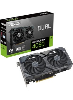 Dual GeForce RTX 4060 OC Edition 8GB GDDR6 (PCIe 4.0, 8GB GDDR6, DLSS 3, HDMI 2.1a, DisplayPort 1.4a, 2.5-Slot Design, Axial-tech Fan Design, 0dB Technology, and More) Black