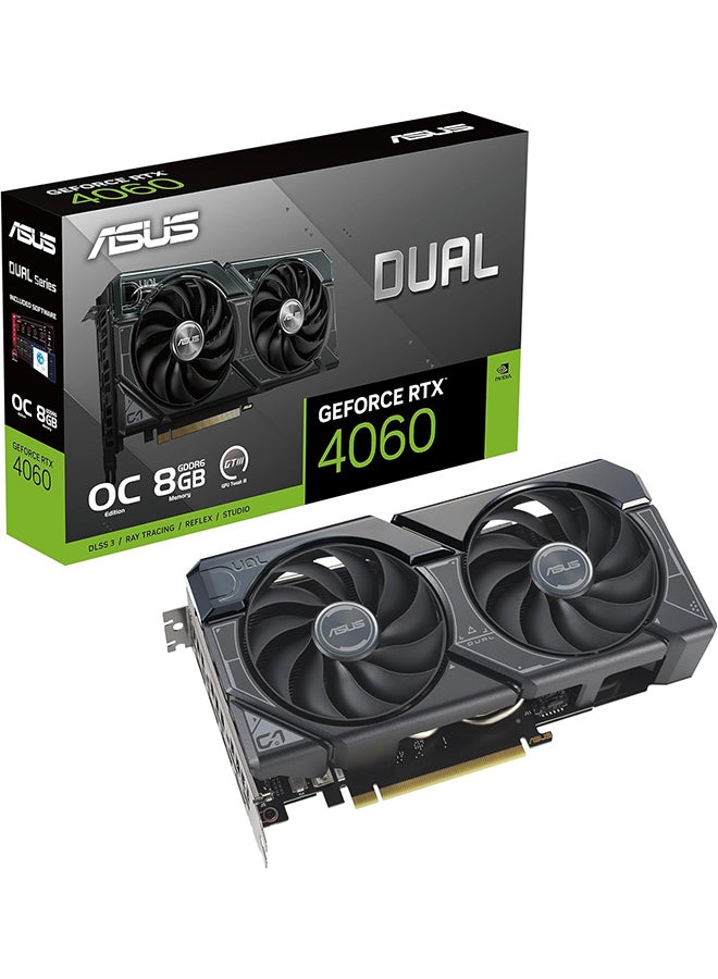 ASUS - Dual GeForce RTX 4060 OC Edition 8GB GDDR6 (PCIe 4.0, 8GB GDDR6, DLSS 3, HDMI 2.1a, DisplayPort 1.4a, 2.5-Slot Design, Axial-tech Fan Design, 0dB Technology, and More) Black - Image 1