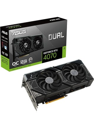 Dual GeForce RTX 4070 OC Edition 12GB GDDR6X (PCIe 4.0، 12GB GDDR6X، DLSS 3، HDMI 2.1، DisplayPort 1.4a، تصميم فتحة 2.55، تصميم مروحة Axial-tech، تقنية 0dB، والمزيد) أسود - pnsku/N70014003V/45/_/1697258346/2e3fd9c3-c674-43d5-b4f6-ff01599c1040