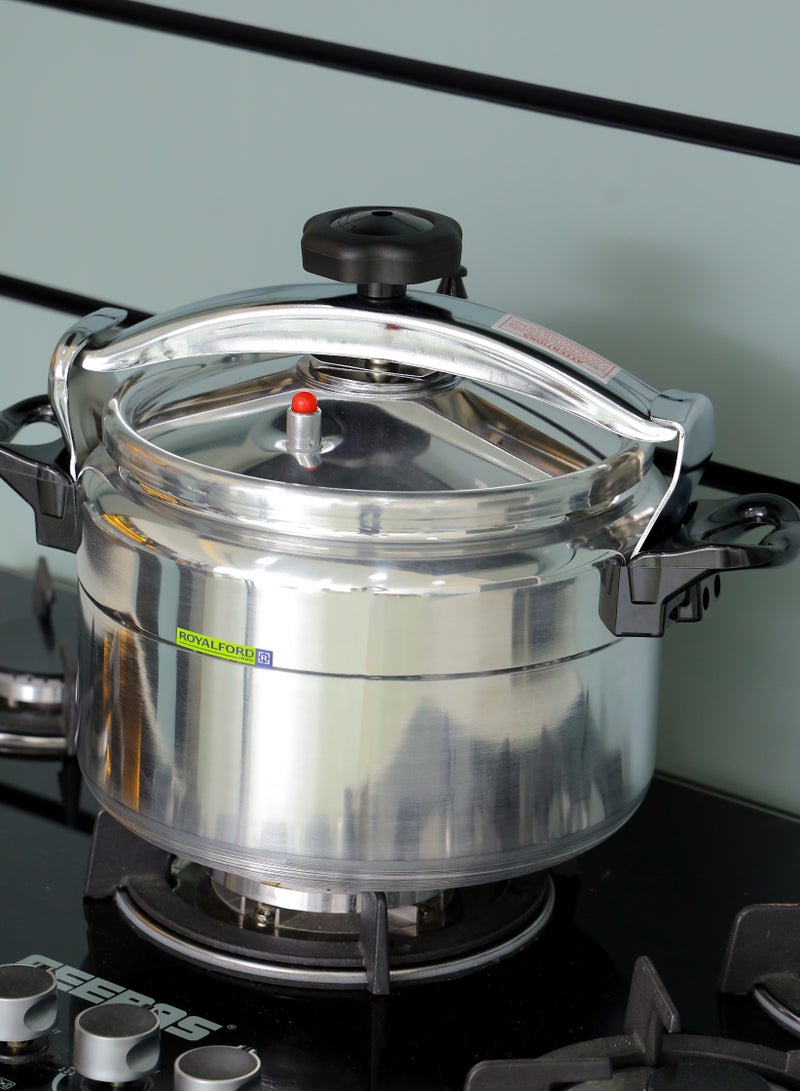 Royalford - Aluminum Pressure Cooker- RF11176| Equipped with Multi-Safety Device and Unique Pressure Indicator Durable Aluminum Alloy Construction with Firm Handles 11Liters - Image 1