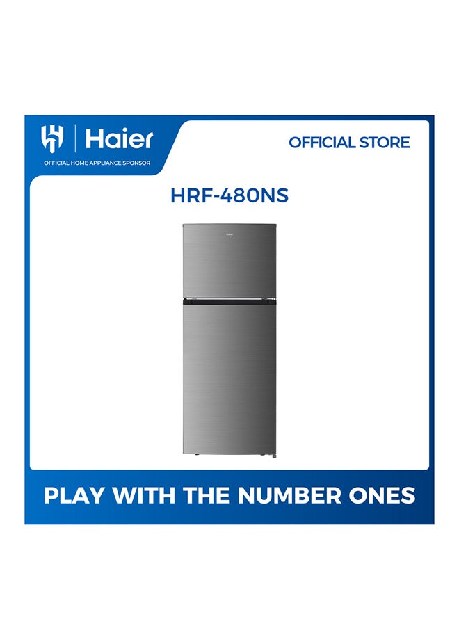 Haier Double Door Refrigerator 11.5Cu.ft, Freezer 3.4Cu.ft 420 L HRF-480NS Silver - Image 1
