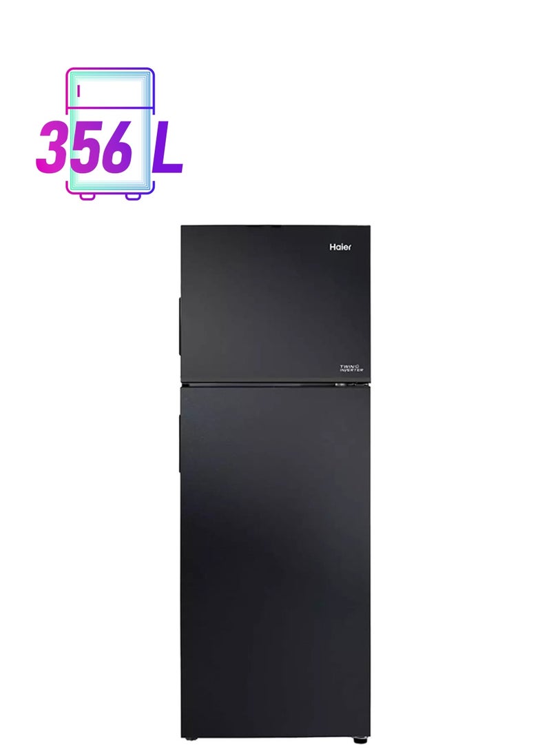 هاير ثلاجة 9.6 قدم مكعب، فريزر 3 قدم مكعب، عاكس مزدوج 356 لتر HRF-385BS فلاش أسود  - Image 1