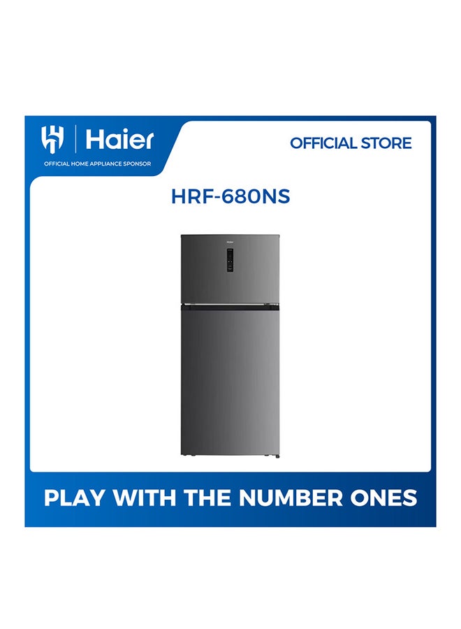 Haier Double Door Refrigerator 14.5Cu.ft, Freezer 4.1Cu.ft 527 L HRF-680NS Silver - Image 1