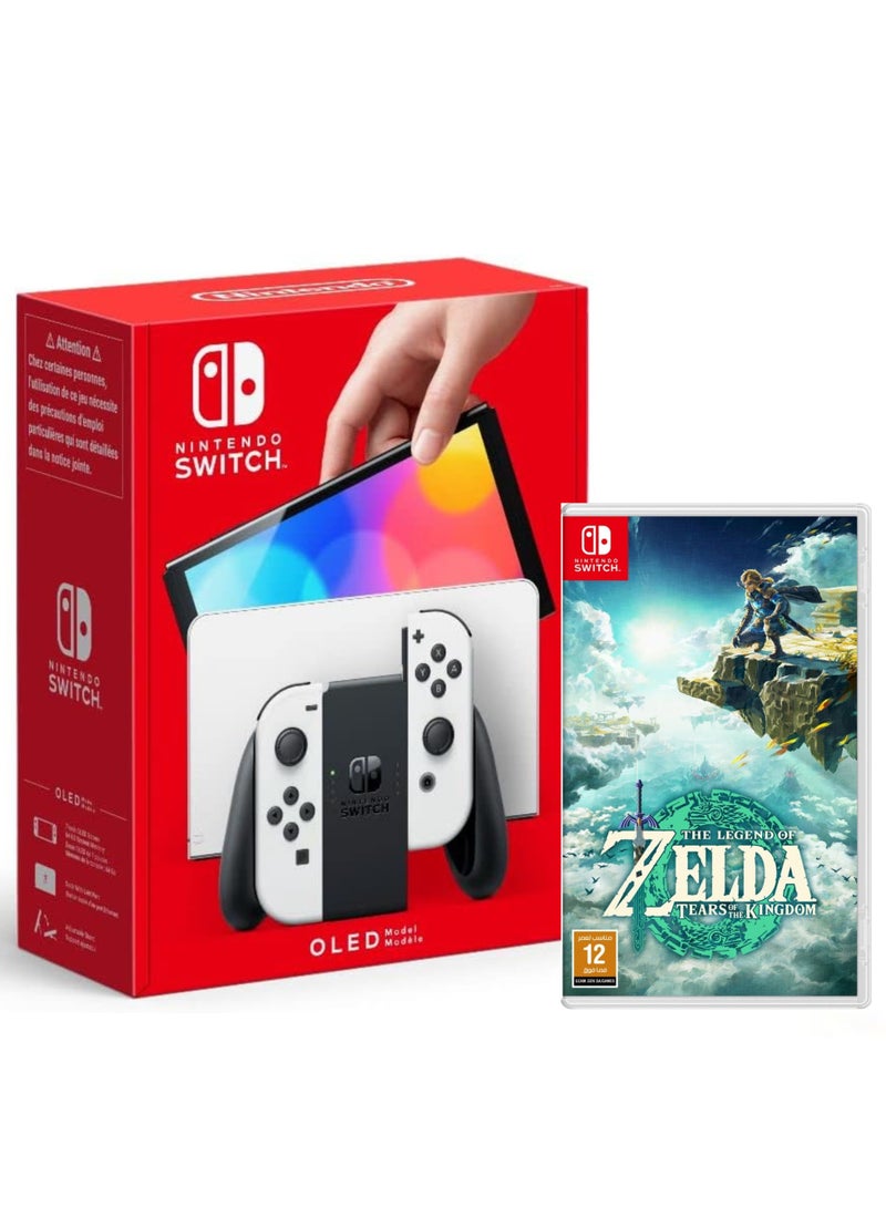 Switch OLED Model - White Joy Con With Legend of Zelda: Tears of the Kingdom (KSA Version)