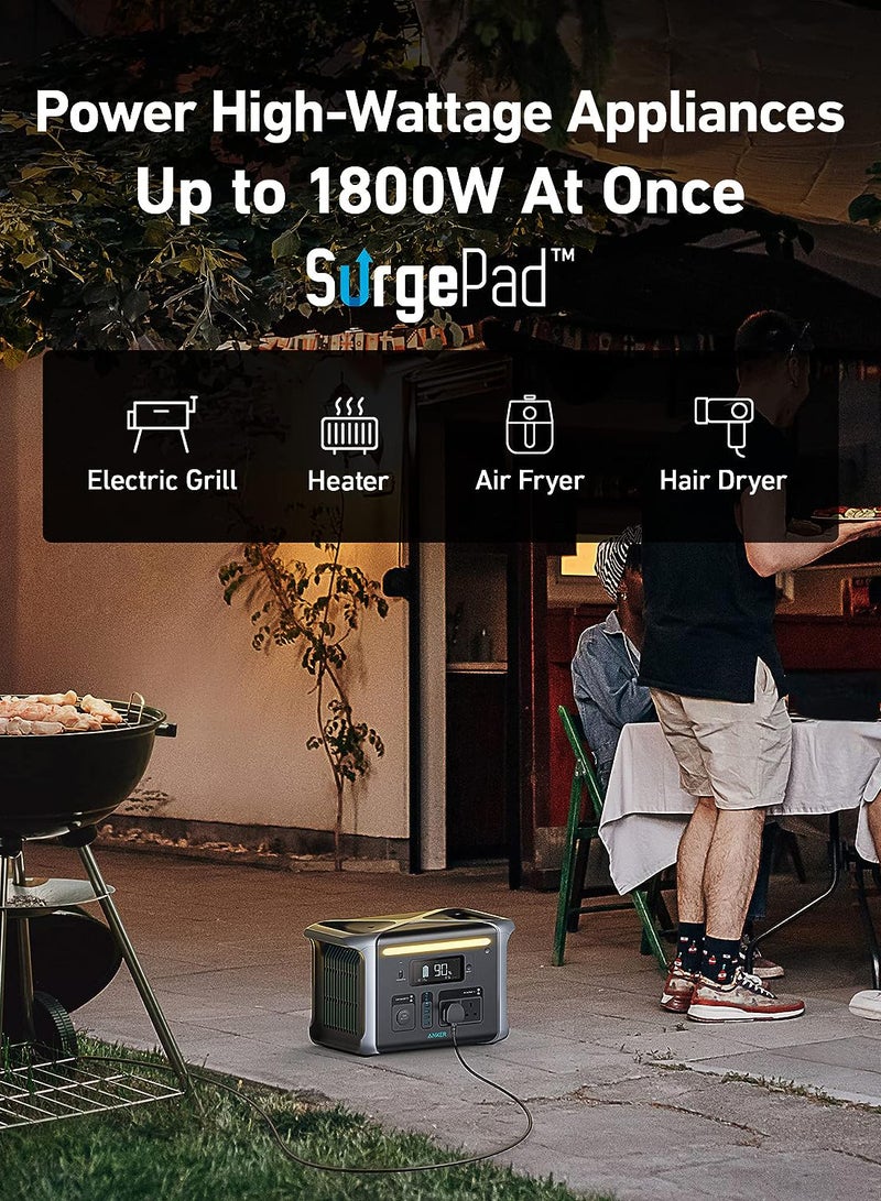محطة طاقة محمولة Anker SOLIX F1200، PowerHouse 757، مولد للطاقة الشمسية 1500 واط، مولدات بطارية 1229 واط في الساعة للاستخدام المنزلي، محطة طاقة LiFePO4 للتخييم في الهواء الطلق، وRVs (لوحة شمسية اختيارية)
