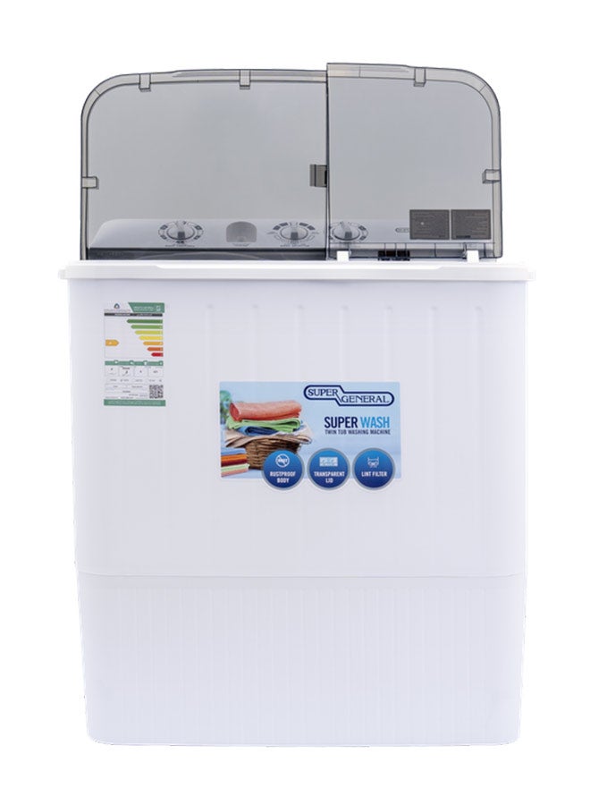 SUPER GENERAL Semi Automatic Washing Machine with Lint Filter| 6 kg 224 kW KSGW66N White 6 kg 224 kW KSGW96N White  - Image 2