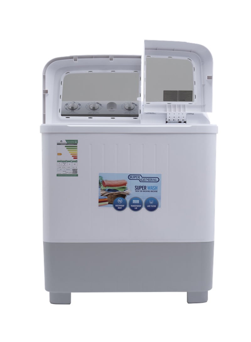 Semi Automatic Twin-Tub Washing Machine with High Efficiency | 10 kg 353 kW KSGW1086N White