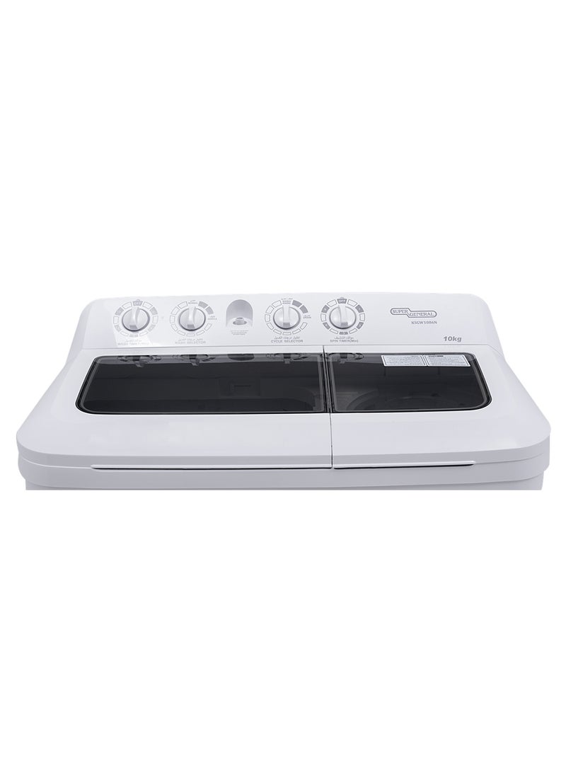 Semi Automatic Twin-Tub Washing Machine with High Efficiency | 10 kg 353 kW KSGW1086N White