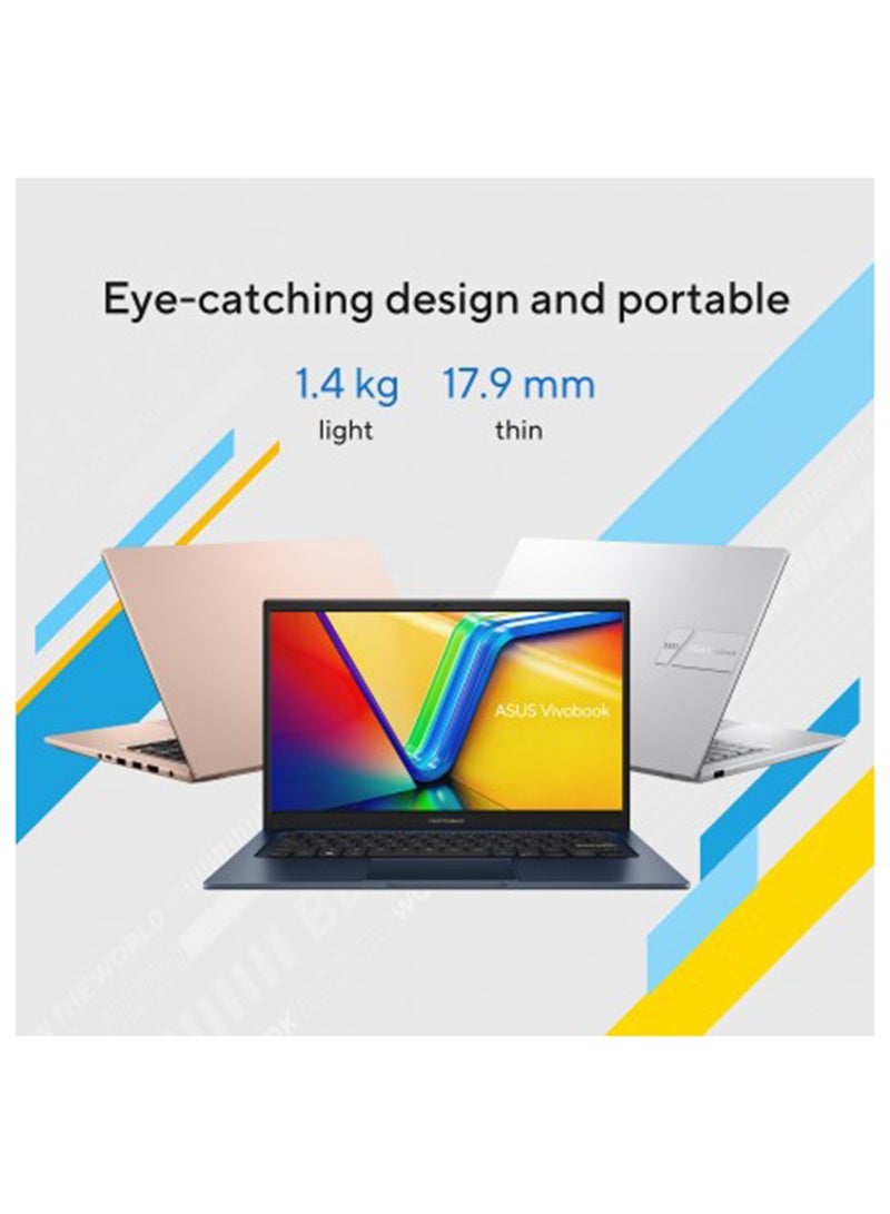 ASUS - Vivobook 14 Powered Intel Core i7-1355U Processor 1.7 GHz 12MB Cache, Up To 5.0 GHz, 10 Cores, 12 Threads With 16GB RAM, 512GB M.2 NVMe PCIe 4.0 SSD, Intel UHD Graphics, 14-Inch FHD English/Arabic Quiet Blue - Image 1