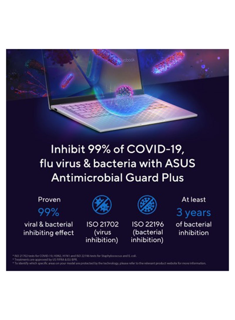 ASUS - Vivobook 14 Powered Intel Core i7-1355U Processor 1.7 GHz 12MB Cache, Up To 5.0 GHz, 10 Cores, 12 Threads With 16GB RAM, 512GB M.2 NVMe PCIe 4.0 SSD, Intel UHD Graphics, 14-Inch FHD English/Arabic Quiet Blue - Image 1
