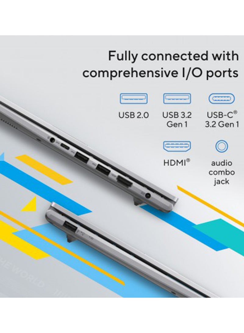 ASUS - Vivobook 14 Slim Laptop With 14-Inch Display, Core i5-1335U Processor/8GB RAM/512GB SSD/Intel UMA Graphics/Windows 11 Home English/Arabic Quiet Blue (Upgraded Version) - Image 1