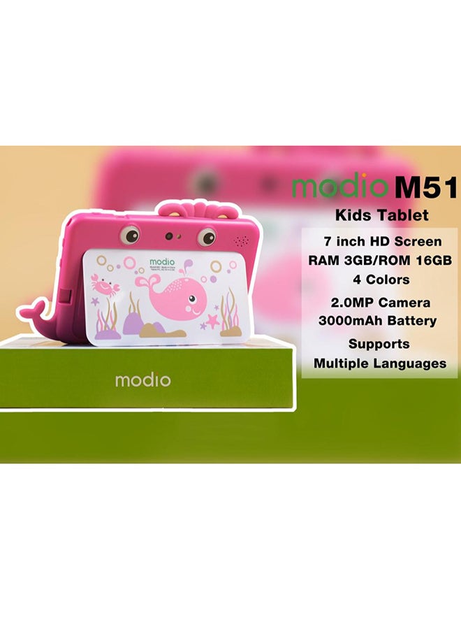 modio M51 Kids Tablet Dual SIM Pink 4GB RAM 64GB Wifi – International Version With Small School Stationary Set  - Image 3