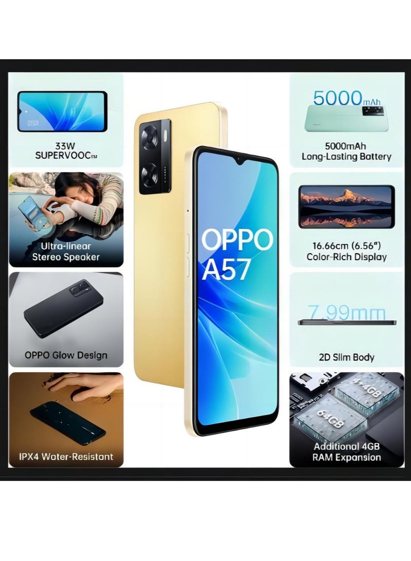 A57 Dual Sim Glowing Gold 6Gb Ram 128Gb 4G LTE - International Version